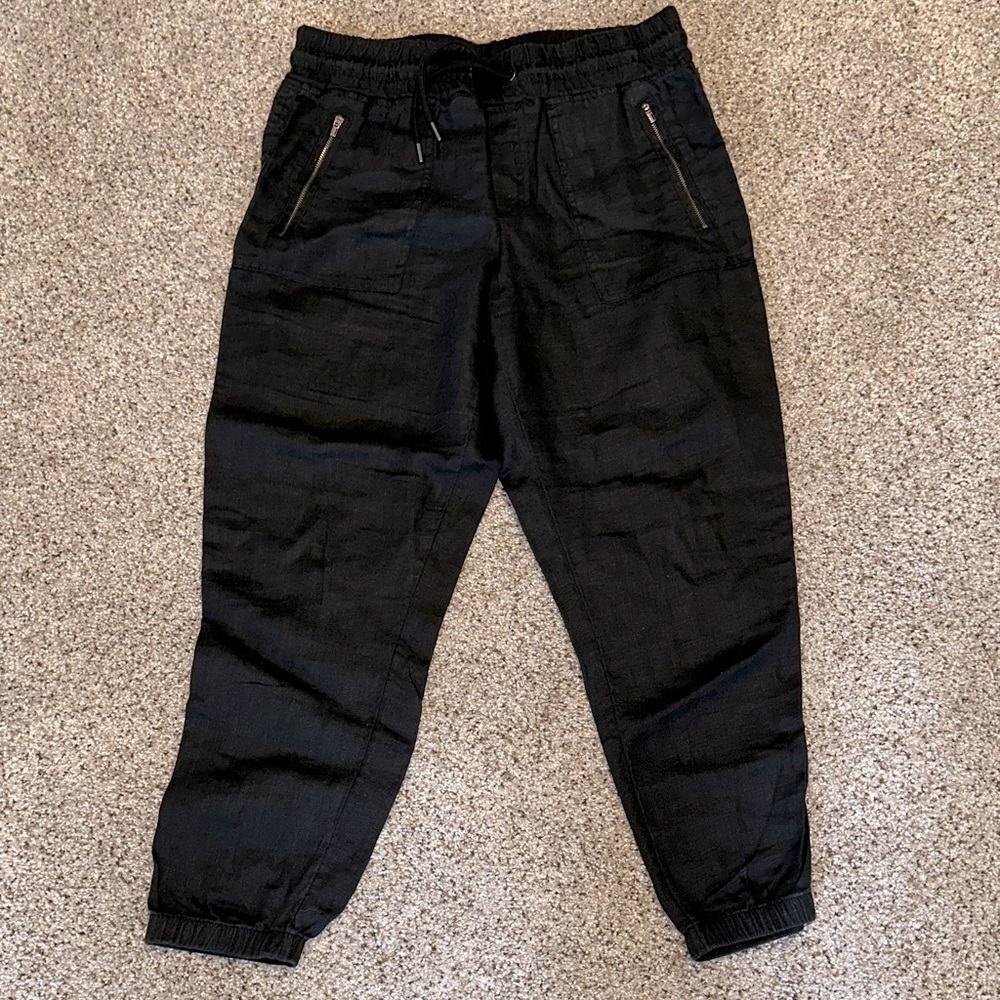 ATHLETA Black Cabo 100% Linen Joggers, Size 8, Like New